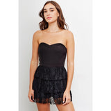 Mixed Media Lace Romper - Greige Goods