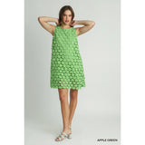Polka Dot Lace Shift Sleeveless Dress - Greige Goods