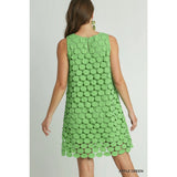 Polka Dot Lace Shift Sleeveless Dress - Greige Goods