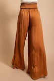Washed Satin Wide Legged Pants - Greige Goods