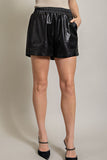 Pleather Elastic Waist Shorts - Greige Goods