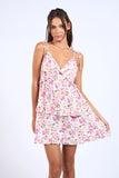 Pink Floral Ruffle Tiered Mini Dress - Greige Goods