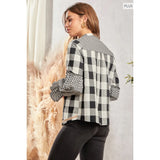 Plus Plaid Embroidery Top - Greige Goods