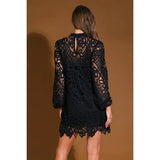 Woven Lace LS Mini Dress - Greige Goods