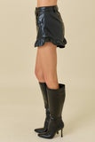 PU Shorts w/ Ruffle Detail - Greige Goods
