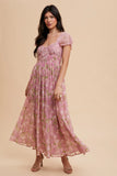Paneled Lace Floral Maxi Dress - Greige Goods