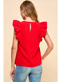 Poplin Ruffle Sleeve Top - Greige Goods