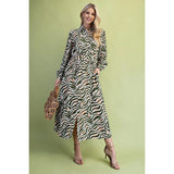 Zebra Print Midi Dress - Greige Goods