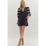 Puff Sleeve Embroidered Mini - Greige Goods