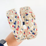 Woven Straw Red White Blue Headband - Greige Goods