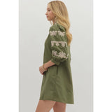 Puff Sleeve Embroidered Mini - Greige Goods