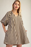 Puff-Sleeve Mini Dress - Greige Goods