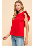 Poplin Ruffle Sleeve Top - Greige Goods
