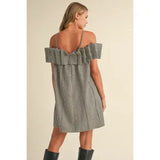 Plated Shoulder Dress - Greige Goods