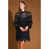 Woven Lace LS Mini Dress - Greige Goods