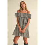 Plated Shoulder Dress - Greige Goods