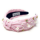 Myla Striped Jeweled Headband - Greige Goods