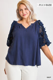 Curvy Girl Lace Sleeve Top - Greige Goods