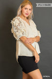 Curvy Girl Lace Sleeve Top - Greige Goods