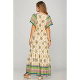 Woven Print Tiered Maxi Dress - Greige Goods