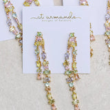 Pastel Crystal Layered Earring - Greige Goods
