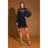 Woven Lace LS Mini Dress - Greige Goods