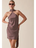 Polka Dot Scarf Mini Dress - Greige Goods