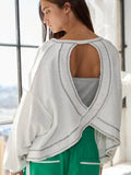 Open Back Oversized Top - Greige Goods