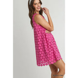 Polka Dot Lace Shift Sleeveless Dress - Greige Goods