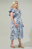 Curvy Girl Francine Toile Midi Dress - Greige Goods