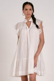 White Frill Collar Dress - Greige Goods