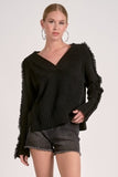 V-Neck Fray Sweater - Greige Goods