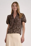 Puff Sleeve Printed Blouse - Greige Goods