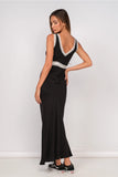 Lace On Plunging V-Neck Maxi Dress - Greige Goods