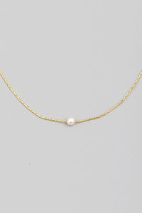 Dainty Chain Pearl Charm Necklace - Greige Goods