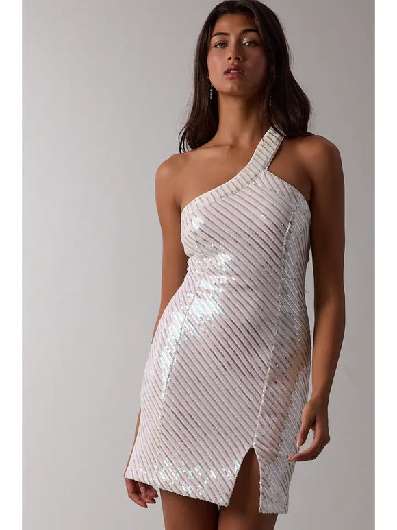 Sequin One-Shoulder Cocktail Mini
