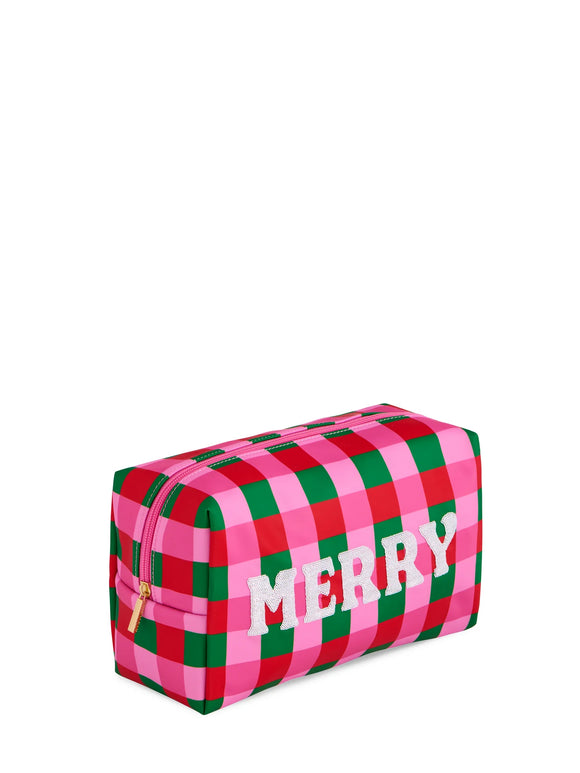Merry Checkered Pouch - Greige Goods