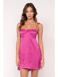 Satin Tie Strap Mini Dress - Greige Goods