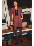 Curvy Girl Plaid Puff Sleeve Mini