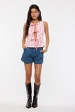 Pale Floral Print Tie Vest - Greige Goods