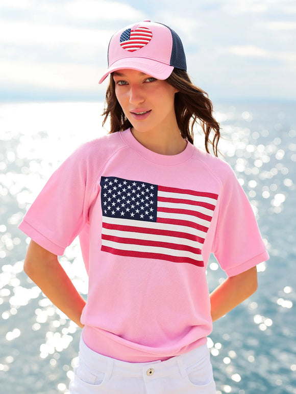 Flag Lightweight Short Sleeve Sweatshirt - Greige Goods