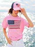 Flag Lightweight Short Sleeve Sweatshirt - Greige Goods