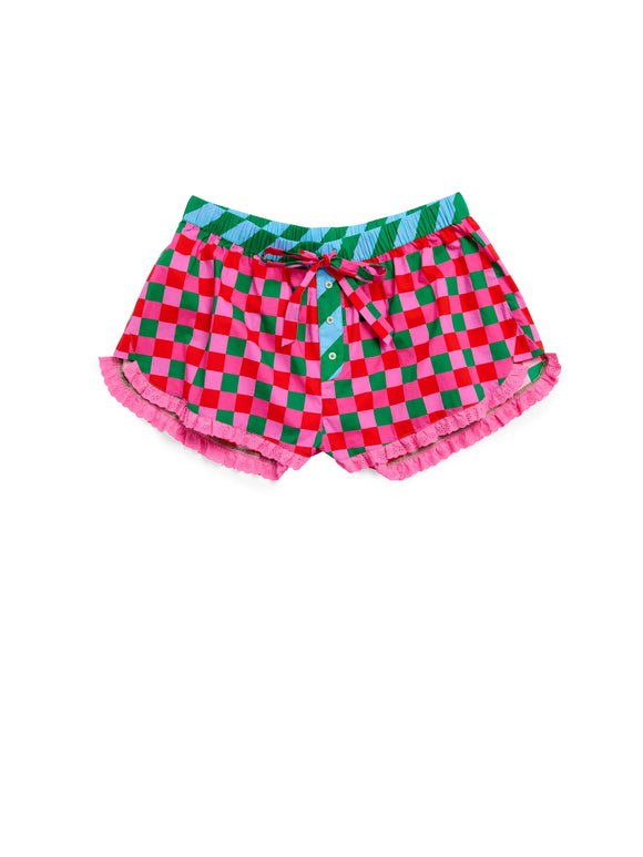 Checkered Boxer Shorts - Greige Goods