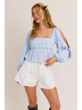 Long Sleeve Square Neck Top - Greige Goods