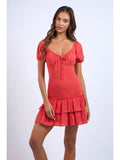 Double Tiered Smocked Mini - Greige Goods