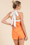 Halter Tie Playsuit Romper - Greige Goods
