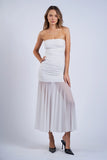 See-Through Ruched Tube Midi - Greige Goods
