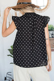 Ruffle Neck & Shoulder Print Blouse - Greige Goods