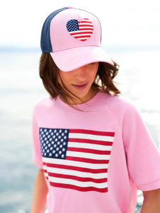 Heart Flag Trucker Hat - Greige Goods
