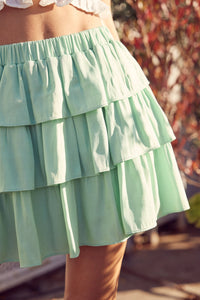Ruffle Layered Mini Skirt - Greige Goods